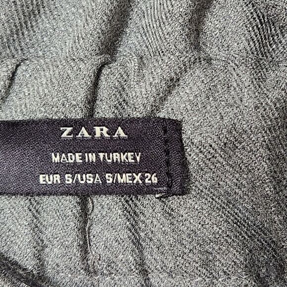 Zara TRF Pants Women's Size Small Gray Paperbag Waist Crop Wide Leg Casual NWT - Picture 3 of 6
